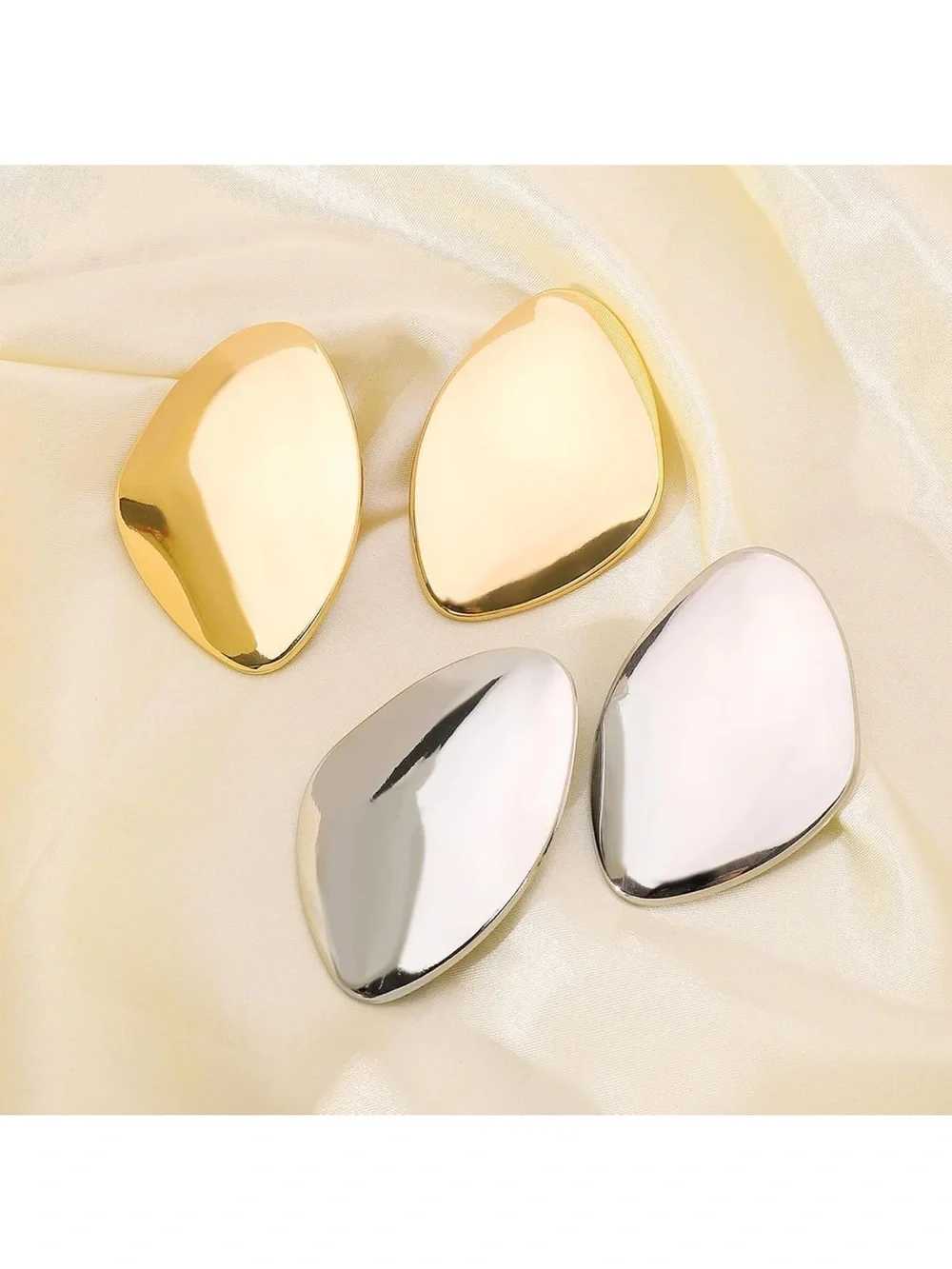 Gold color Organic-Shaped Statement Earrings -